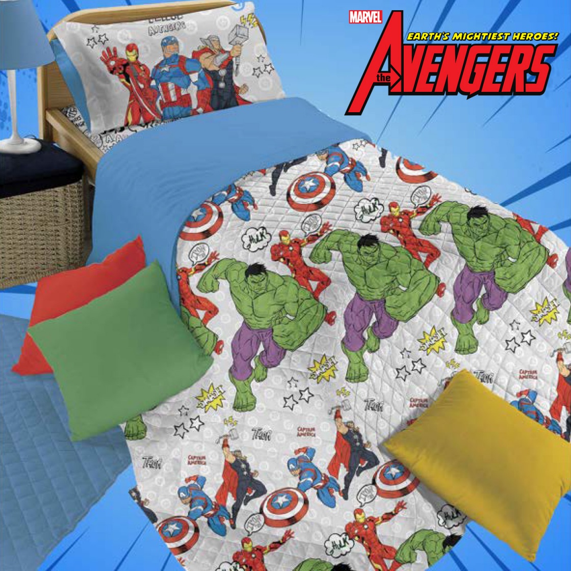 Trapuntino Avengers Marvel per letto Singolo